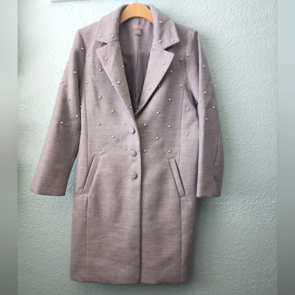 Chico's Midi coat pearl accents new without tags size Large